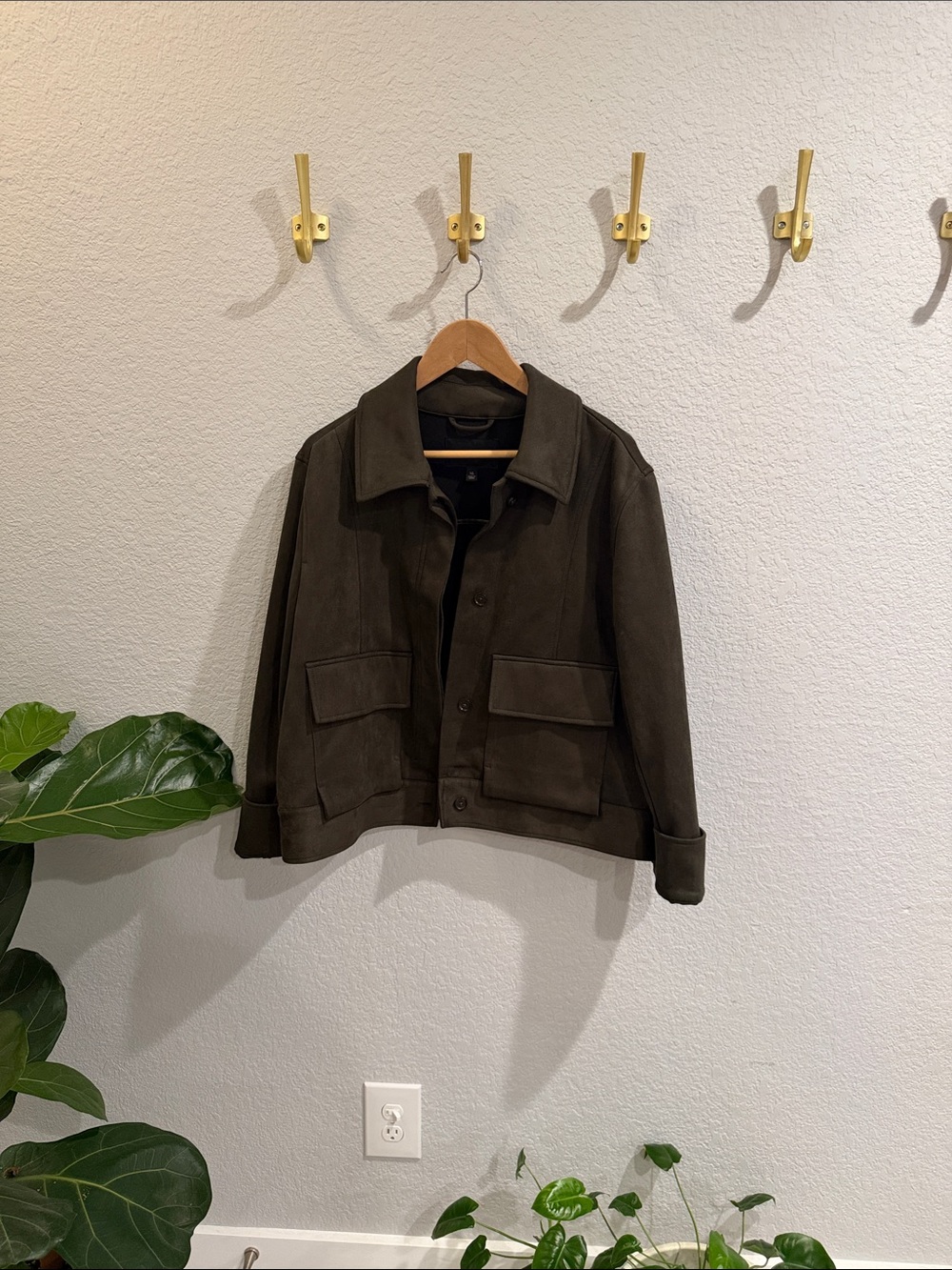 Women’s Suede Dark Olive Utility Jacket